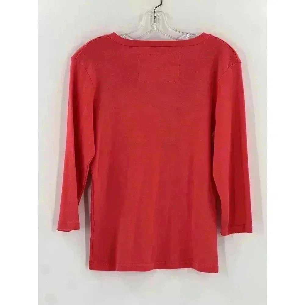Onque Casuals Top Women's Orange Halloween Spider V Neck Blouse Easy Wear SMALL - Picture 6 of 10